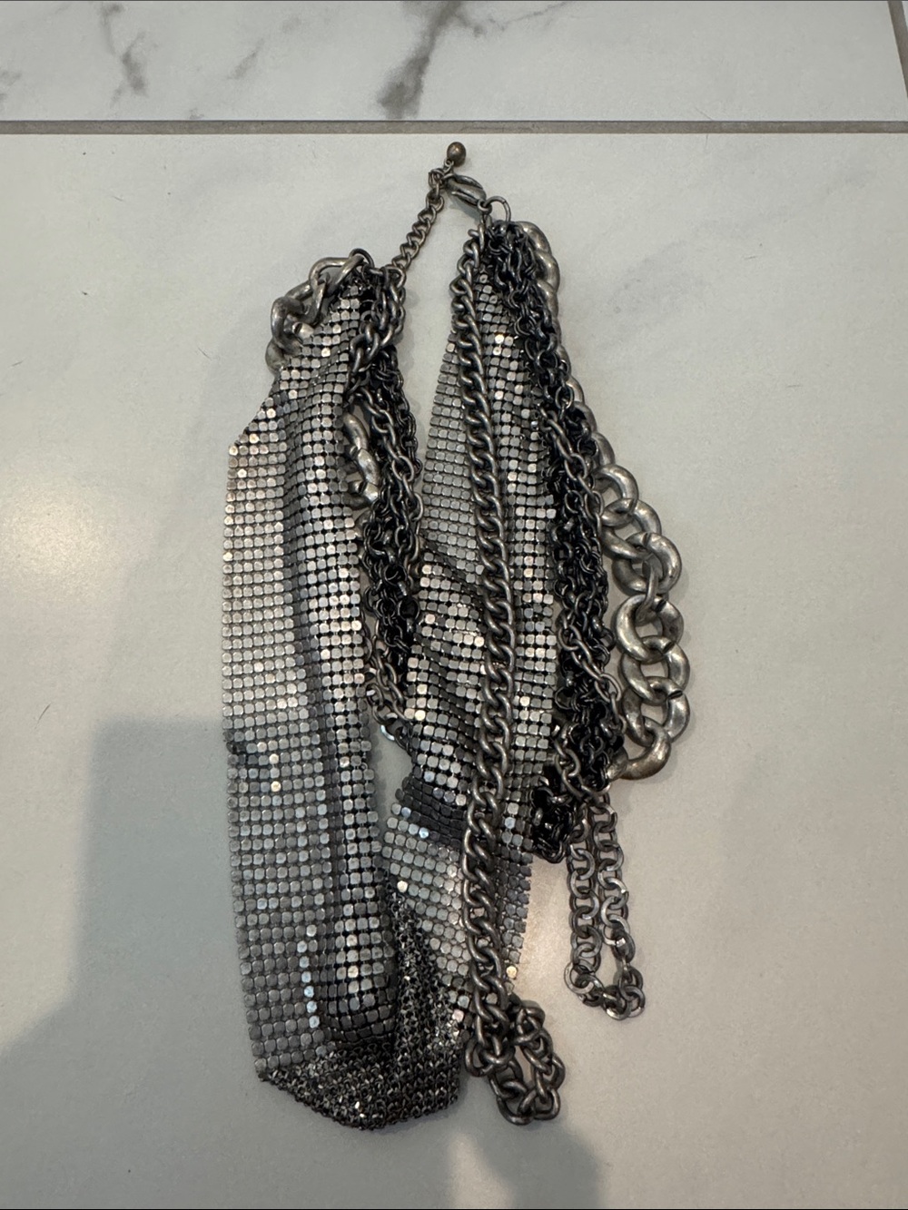 Multi-Chain Silver Statement Necklace - Picture 2 of 3